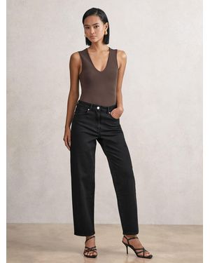 Reiss Petite Mid Rise Straight Leg Jeans - Black