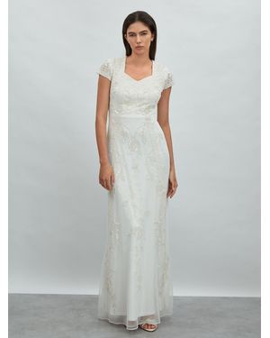 Raishma Floral Beaded Maxi Dress - Gray