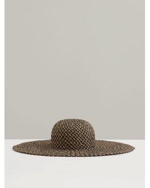 Reiss Natural Straw Basket-Weave Sun Hat, M & L - Brown