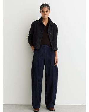 Reiss Suede Cropped Trucker Jacket - Blue