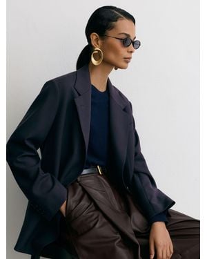 Reiss Stretch-Twill Relaxed Single-Breasted Blazer - Blue