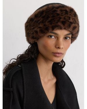 Reiss Serena - Black Faux Fur Hat, One