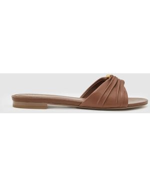 Reiss Tan Alana Leather Open-Ring Flat Sandals - Brown
