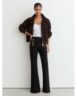 Reiss Button-Detail High-Rise Flared Jeans - Black