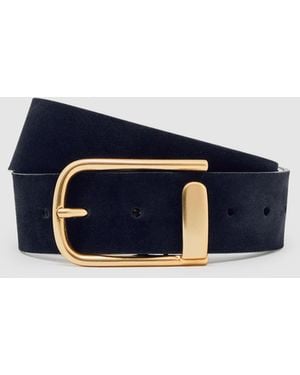 Reiss Leather Half Keeper Belt - Blue