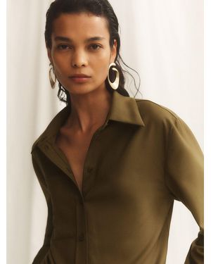Reiss Adie - Khaki Green Shirt, 8 - Brown