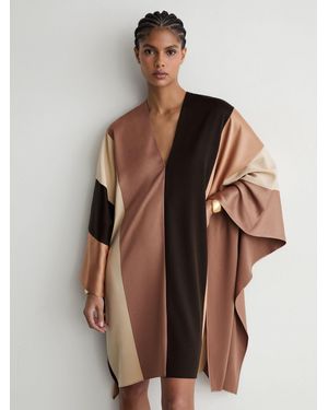 Reiss Chocolate & Cream Colour-Block Tunic Dress - Natural