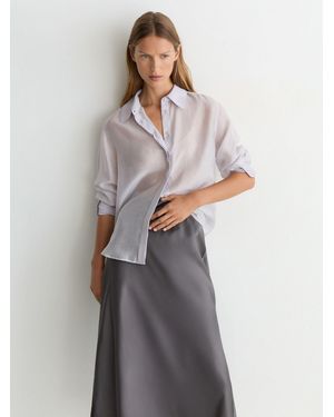Reiss Silk Slip Midi Skirt - White
