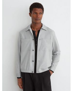 Reiss Brushed Twin-Pocket Overshirt With Wool - Gray