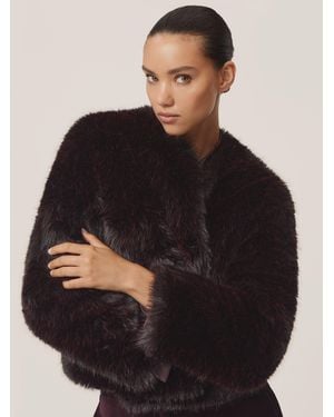 Reiss Faux-Fur Short Coat - Black