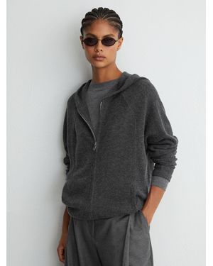 Reiss Wool-Blend Zip-Through Hoodie With Cashmere - Gray
