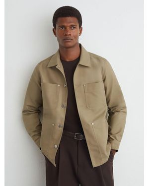 Reiss Cotton-Twill Four-Pocket Overshirt - Natural