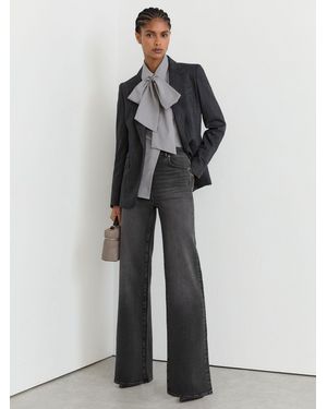 Reiss Jas - Washed Gray Cotton-modal Wide-leg Jeans, Us 4