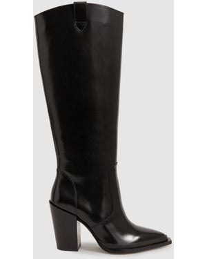 PAIGE Pacey Heel Boots Leather Plain - Black