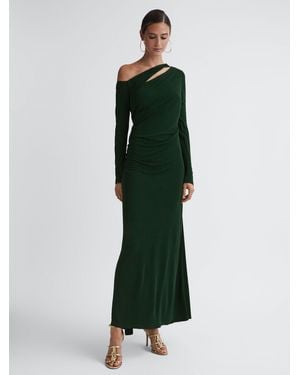 Reiss Off-The-Shoulder Cut-Out Maxi Dress - Green