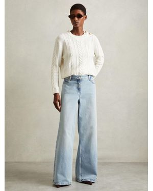 Reiss Crete - Light Blue Petite Wide Leg Jeans, Us 18