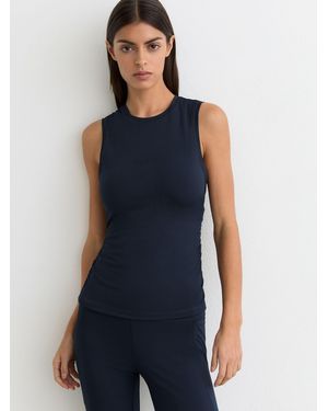 Reiss Crew-Neck Ruched Sports Vest - Blue