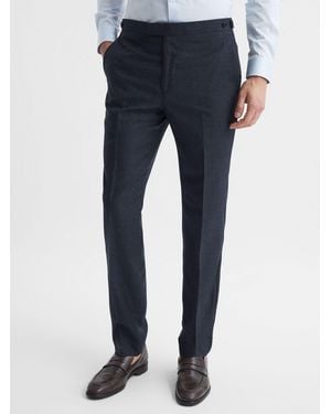 Reiss Dunn - Navy Textured Slim Fit Pants, 28w X 32l (uk 28 R) - Blue