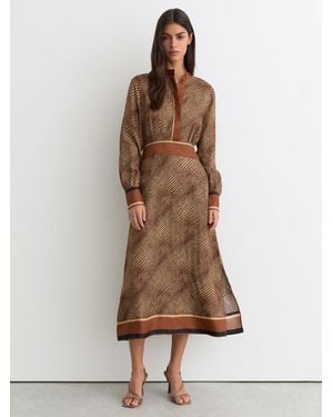 Reiss Leia - Neutral Petite Animal-print Midi Shirt Dress, Us 6 - Natural
