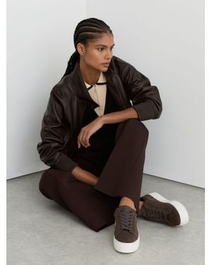 Reiss Leather Low-Top Sneakers - Brown