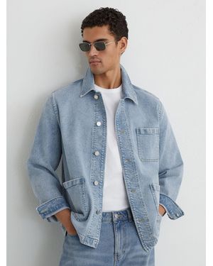 Reiss Vigo - Light Blue Wash Denim Chore Jacket, S
