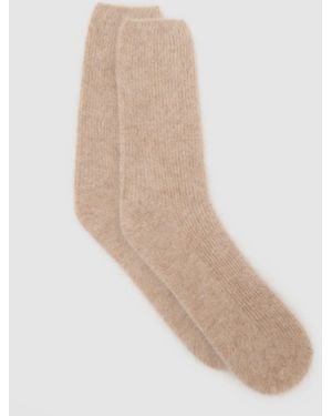 Reiss Beatrice - Oatmeal Brushed Cashmere Socks, One - White