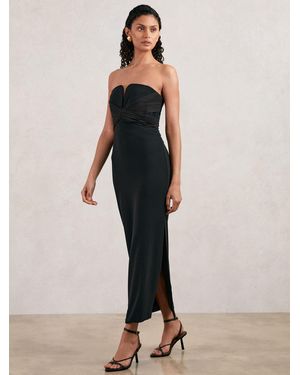 Halston Piper Midi Dress in Black | Lyst