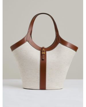 Reiss Lyra - Natural Canvas And Leather Tote Bag, One