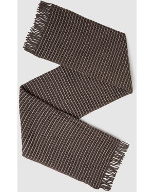 Reiss Norah - Taupe Wool Waffle Scarf, One - Gray