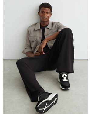 Reiss Suede-Trim Runner Sneakers - Black