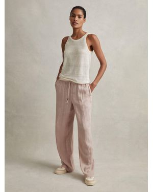 Reiss Garment Dyed Wide Leg Linen Pants - Natural