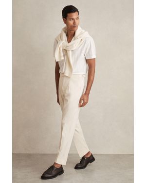 Reiss Cantwell - Stone Cotton-blend Tapered Pants, 34 - Natural