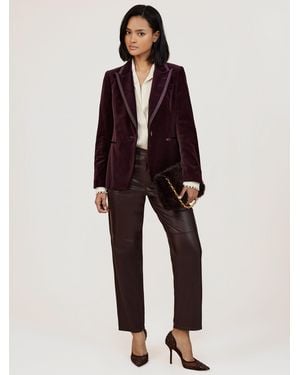 Reiss Velvet Single-Breasted Suit Blazer - Red