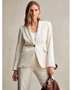 Reiss Millie Single-Breasted Peak-Lapel Tailored Blazer - Natural