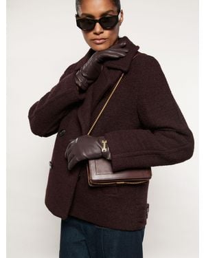 Reiss Leather Hardware-Embellished Gloves, S & M - Brown