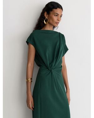 Reiss Off-Shoulder Tuck-Detail Midi Dress - Green