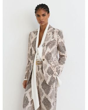 Reiss Snake-Print Single-Breasted Blazer - Natural