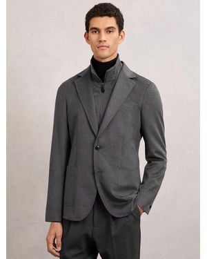 Reiss Single-Breasted Blazer With Gilet Insert Tailored-Fit - Gray
