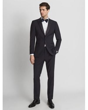 Reiss Poker - Navy Modern Fit Tuxedo Pants, 30w X 31l (uk 30 R) - Blue