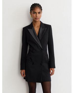 Reiss Double-Breasted Tuxedo Mini Dress - Black