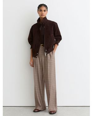 Reiss Wide-Leg Pleated Pants - Brown