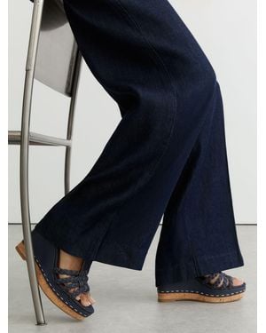 Reiss Denim Plaited-Strap Wedge Sandals - Blue