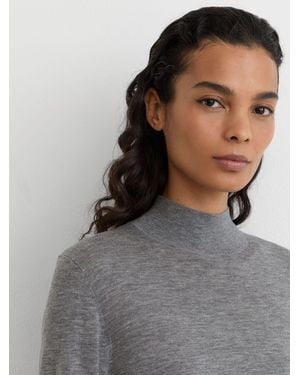 Reiss Rina - Gray Ultra-soft Merino Wool High-neck Sweater, L (us 12-14)