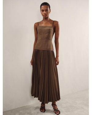 Acler Linen Blend Pleated Dress - Natural