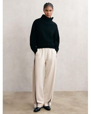 Reiss Barrel-Leg Side-Stripe Pants - Natural