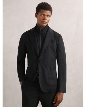 Reiss Single Breasted Blazer With Gilet Insert Regular-Fit - Black