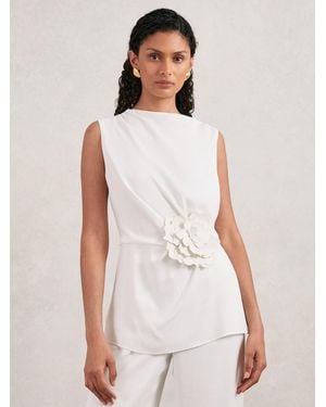 Halston Crepe Wide Leg Jumpsuit - White