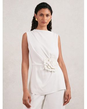 Halston Crepe Wide Leg Jumpsuit - White
