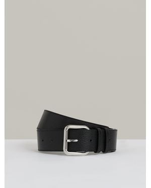 Reiss Robyn Leather Square Roller Buckle Belt - Black