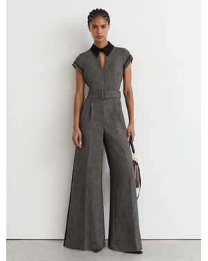 Reiss Collared Wide-Leg Belted Jumpsuit - White